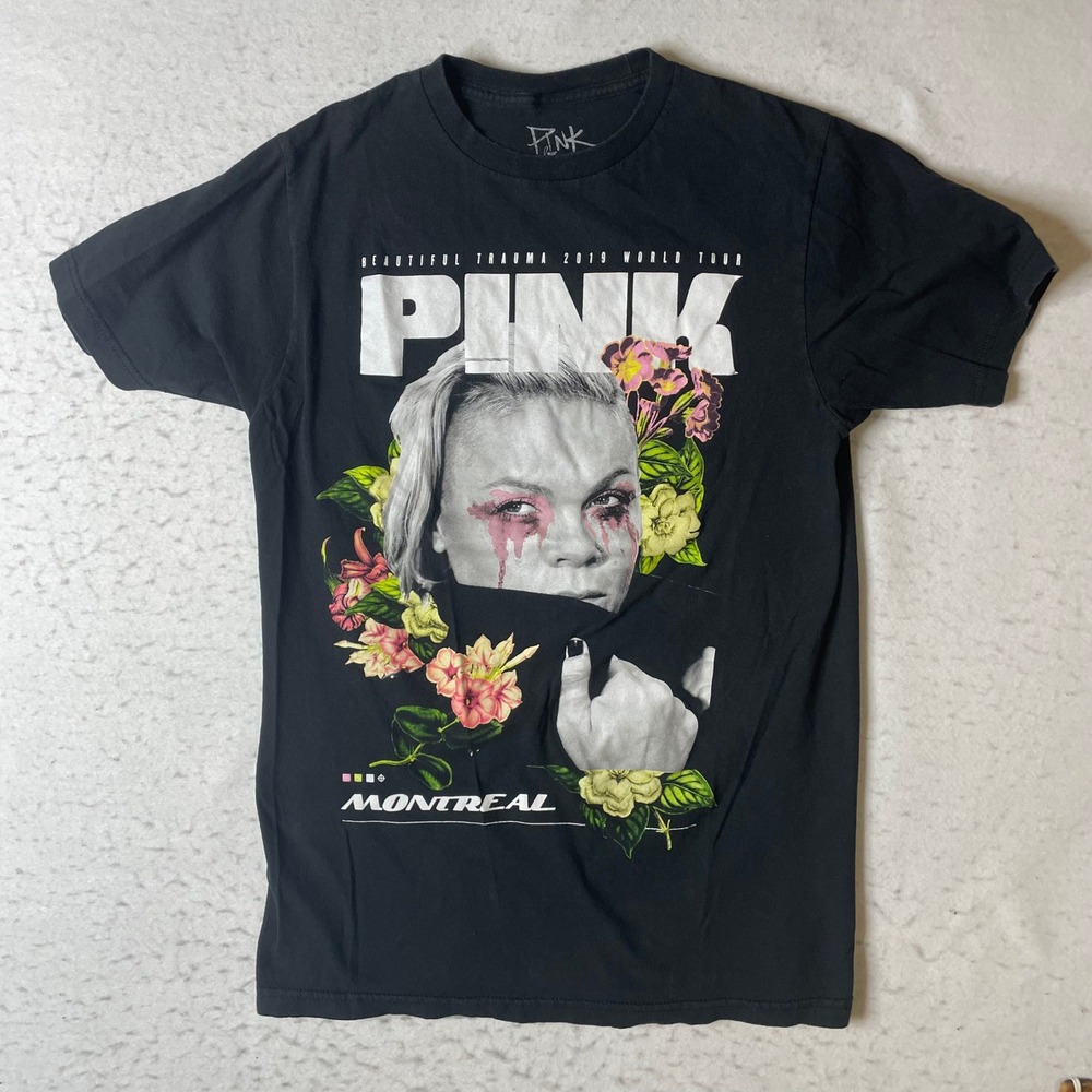 P!nk Pink Beautiful Trauma 2019 World Tour Montreal Concert T-Shirt Black Medium